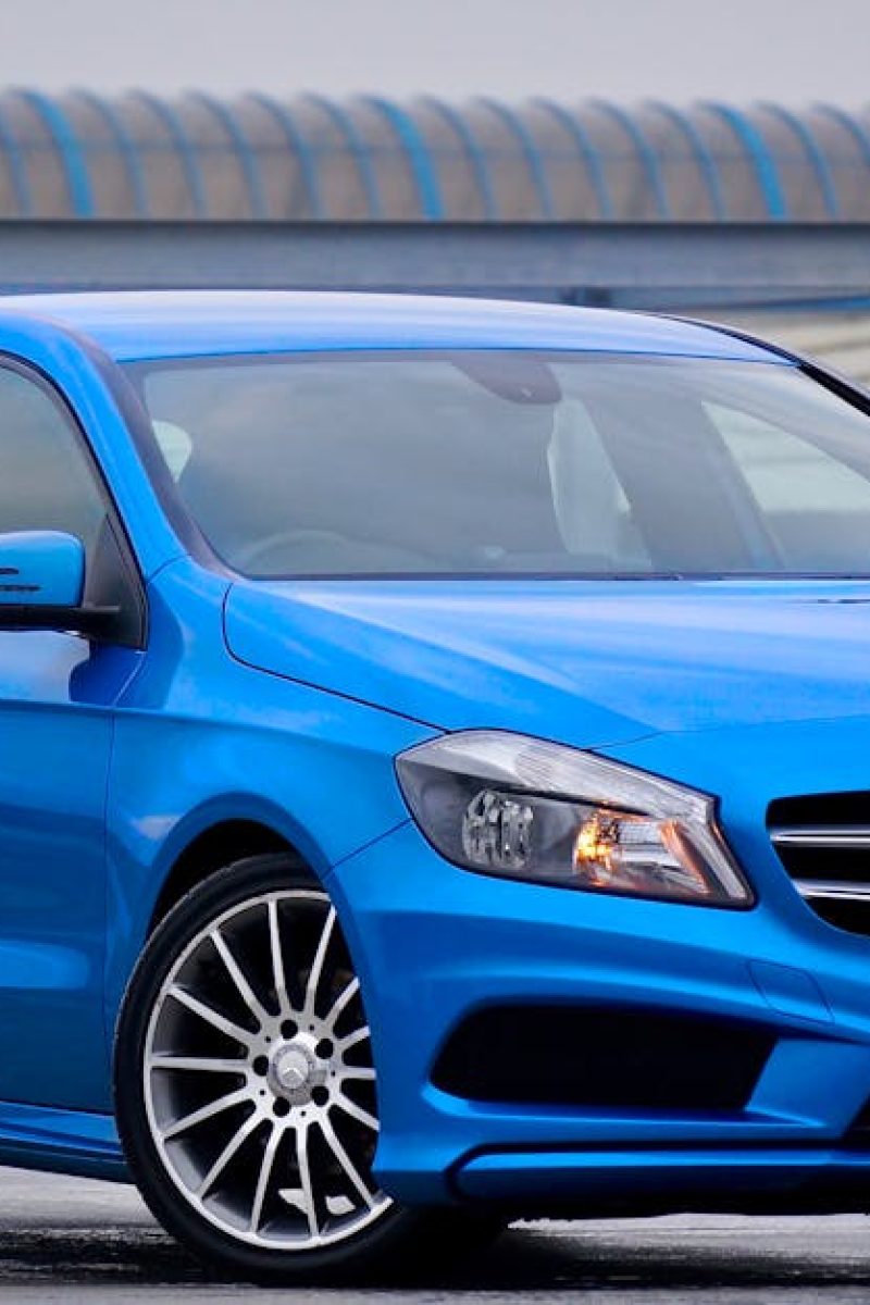 Blue Mercedes-Benz gleaming after entry-level auto detail